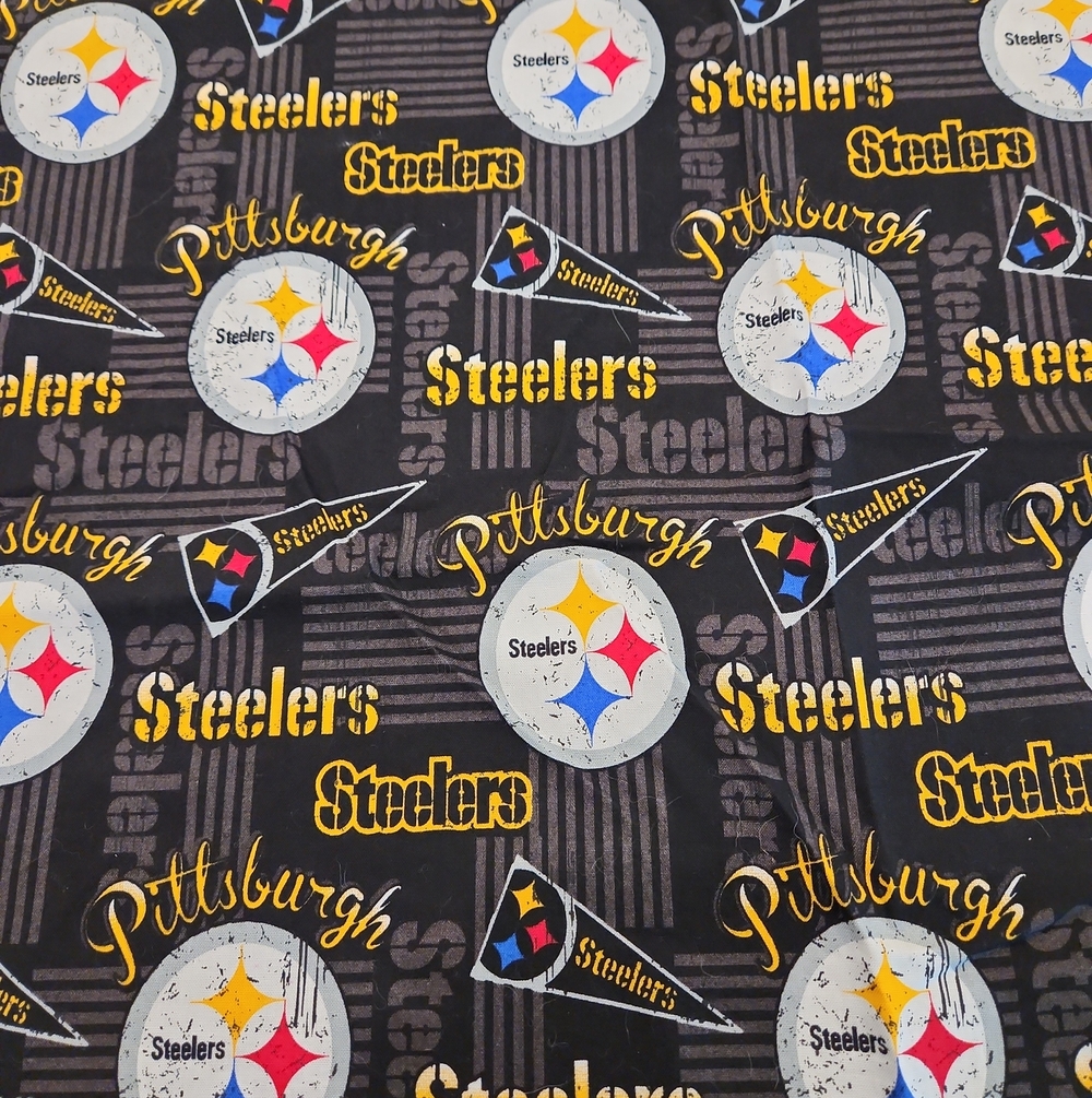 NFL Pittsburgh Steelers Logo Cotton Fabric in Black, Yellow, White, Red, Blue